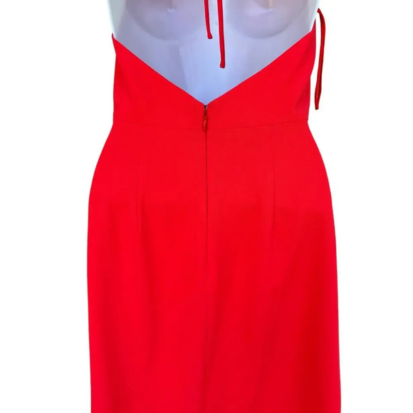 Alice and Olivia Kristy Wrap-Effect Crepe Halterneck Dress In Red Size 0 - Picture 7 of 10